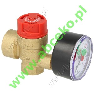 Zawór bezpieczeństwa ½" - 3 bary z manometrem