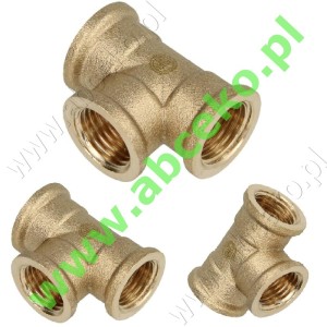 Trójniki mosiężne 3 x GW od 1/4" do 2"