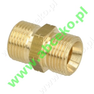Nypel mosiężny  3/8”, dwa stożki, LEWY GWINT