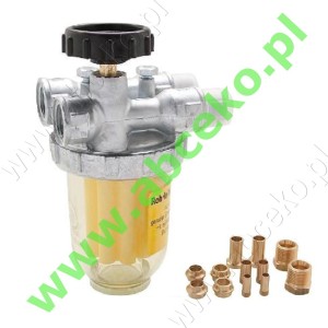 Filtr dwu drogowy GOK ⅜" z zaworem (41501)