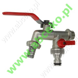 Podwójny zawór kulowy czerpalny GZ ½" 2 x ¾" , PN 10