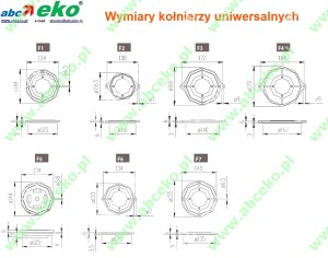 Wymiary kołnierzy do silników uniwersalnych